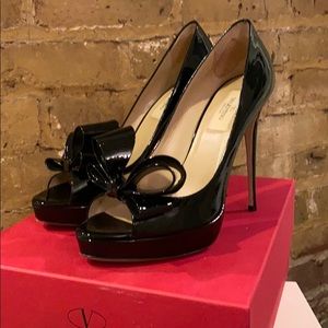 Valentino Black Garavani Bow Patent Platform Heels